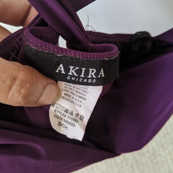 Ruched Royal Purple Midi/Mini Bodycon Dress AKIRA - Picture 8 of 8